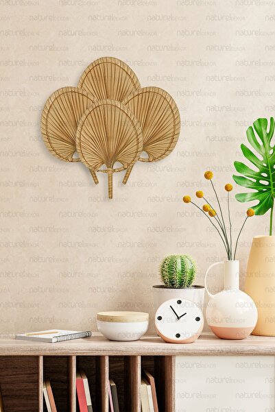 Naturel Home Bohem Palmiye Yaprağı, Japon Yelpazesi 19x28 Cm, Duvar Dekorasyon, Duvar Süsü, Iskandinav, Modern,