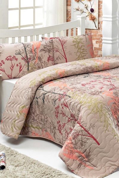 Eponj Home Комплект ватирано покривало за един човек Urla Beige
