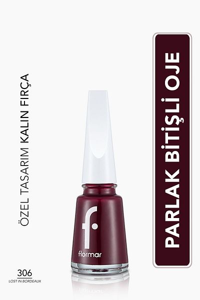 Flormar High Pigmented Shiny Nail Polish - Nail Enamel -306 Lost in Bordeaux New- 8682536035842