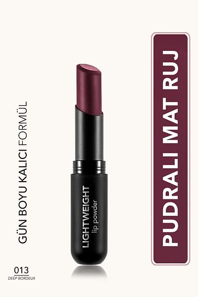 Flormar Ultra Hafif Mat Ruj (KOYU BORDO) - Lightweight Lip Powder - 013 Deep Bordeux - 8682536061889
