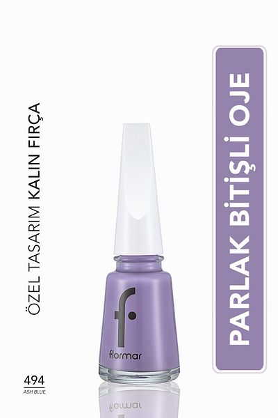 Flormar High Pigmented Shiny Nail Polish - Nail Enamel -494 Ash Blue New- 8682536036306