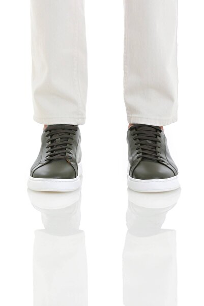 Hatemoğlu Khaki Casual Lace-Up Leather Sneakers