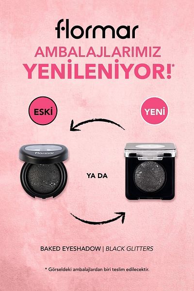 Flormar Yoğun Işıltılı Göz Farı - Baked Eyeshadow -002 Black Glitters- 8682536052368