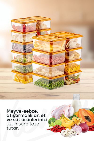 Vienev 20 Pieces Orange Freezer Organizer - Refrigerator Microwave Convenient Storage Container