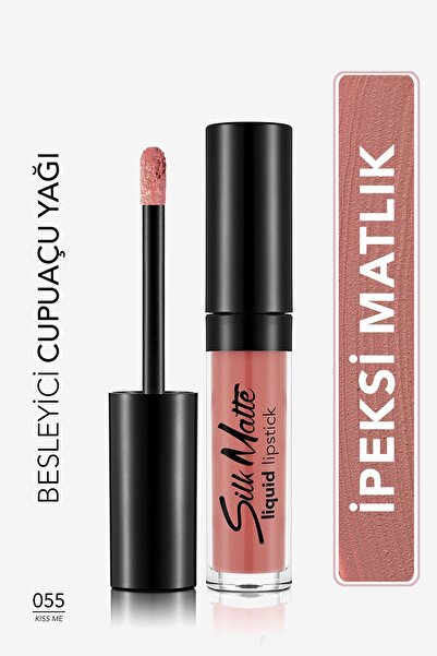 Flormar Silk Matte Yüksek Pigmentli & Mat Bitişli Nemlendirici Likit Ruj-055 Kiss Me-8682536032896