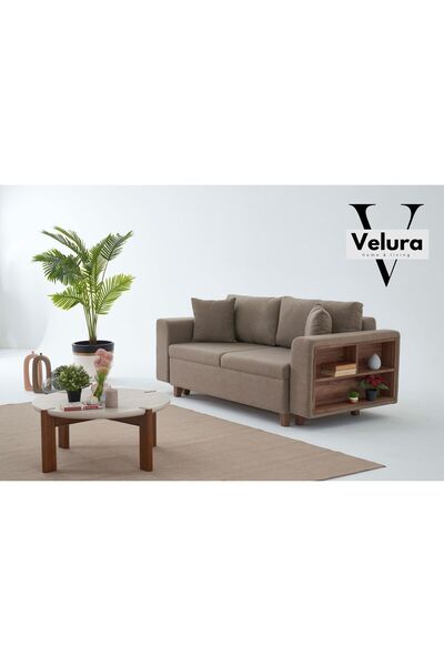 Velura Home & Living Rengar Kanepe & Yataklı Bazalı Koltuk Takımı - Krem