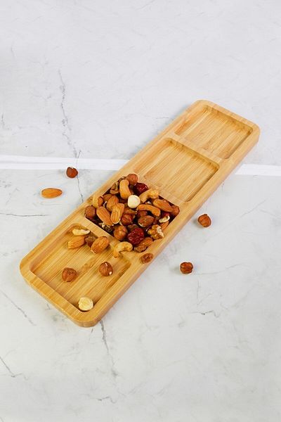 BALSA وعاء الوجبات الخفيفة وطبق العرض المكون من 4 أقسام من الخيزران