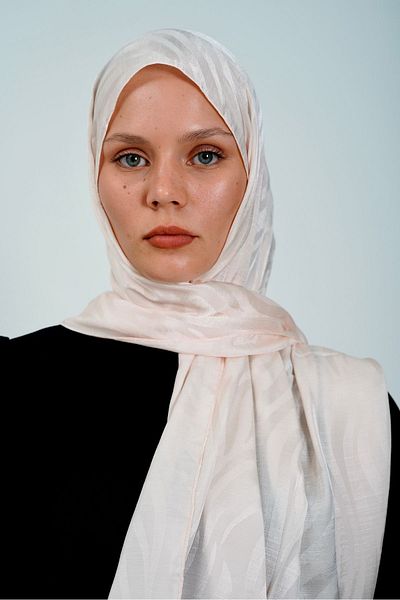 PİRAMİT Aura Zebra Beige-Powder Jacquard Shawl