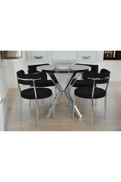 atölye ali antal TEDYY KROM AYAK YUVARLAK MUTFAK MASA TAKIMI