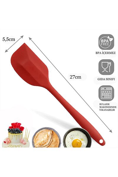 viarella Silicone Spatula Large Size Fireproof Non-stick Non-Scratch Red
