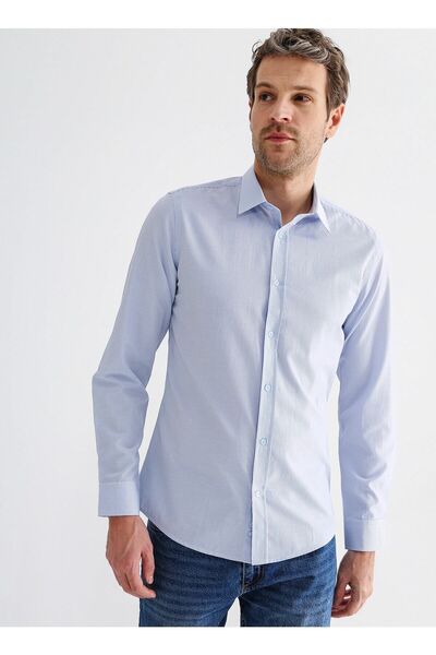 Fabrika Mavi Erkek Slim Fit Çizgili Gömlek MYDOS 107