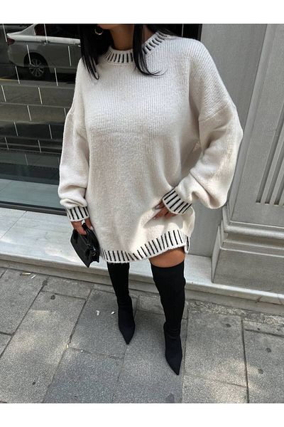 Friday Mood Oversize Γυναικείο Πλεκτό Πουλόβερ - Shepherd Stitched