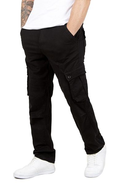 DeepSEA Black Gabardine Cargo Pants - Pockets and Seasonal, Wide Cut 1705421