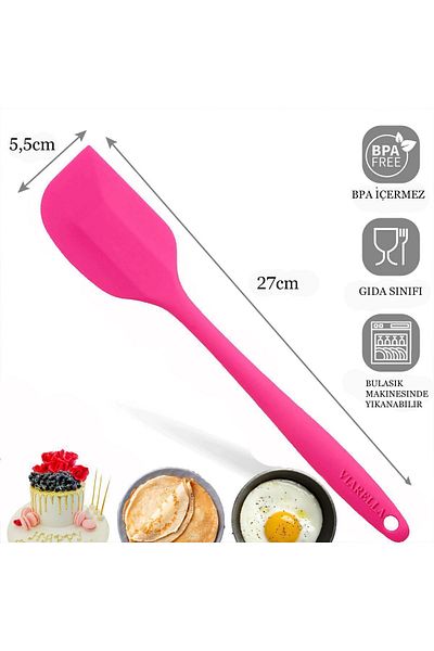 viarella 27cm Fuchsia Silicone Spatula - Heat Resistant, Fireproof and Non-Stick Anti-Scratch
