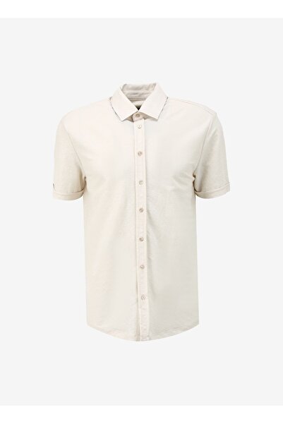 Fabrika Bej Erkek Kısa Kollu Gömlek F4SM-GML 0940