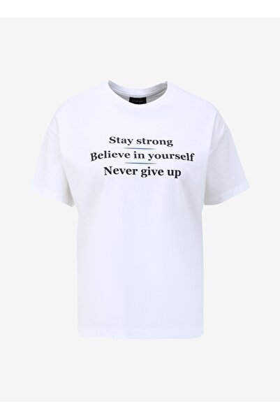 Fabrika Beyaz Kadın Bisiklet Yaka Basic T-Shirt F4SL-TST0752