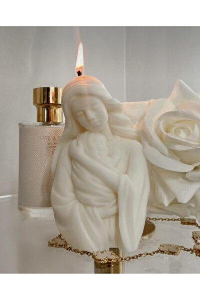 SCA CANDLE Dekoratif Anne Cocuk Beyaz Renk Luks Mum Özel Mum   %100 Soya Wax ...