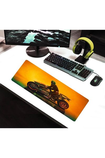 ALKESE لوحة ماوس ألعاب Cyber Moto منقوشة مقاس 70 × 30 سم ومضادة للانزلاق