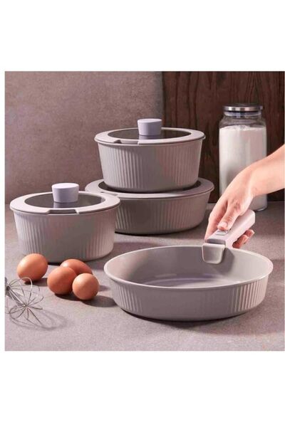 KORKMAZ A2800 Pratika Exit. Handle. 8 Piece Cookware Set