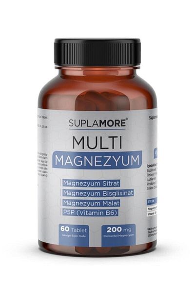 Suplamore 200 Mg Elemental Magnesium - Bisglisinate Citrate Malat P5P 60 Tablets