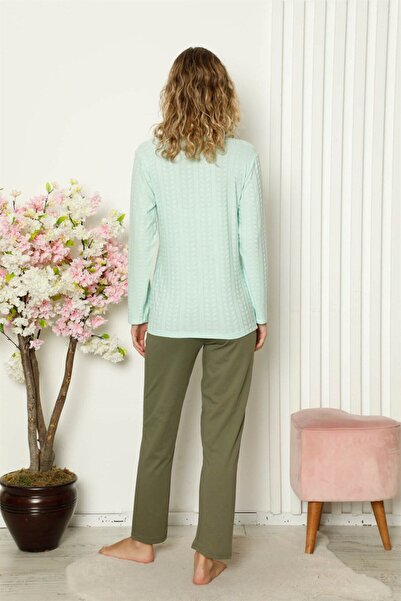 Akbeniz Women's Combed Cotton Long Sleeve Pajama Set 4110
