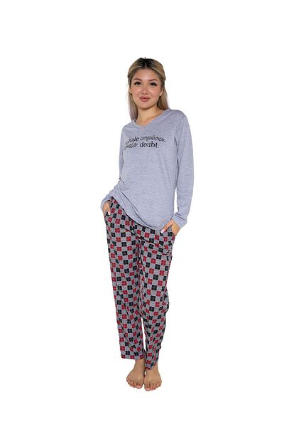 Akbeniz Lover Combination Γυναικεία μακρυμάνικη βαμβακερή σετ πιτζάμες - 50130 Η τιμή είναι για μονό υπνοδωμάτιο