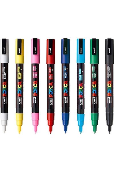 Uni Posca Pc-3m Water Based Painting Marker 8 Pack Primary Colors 0,9-1,3mm