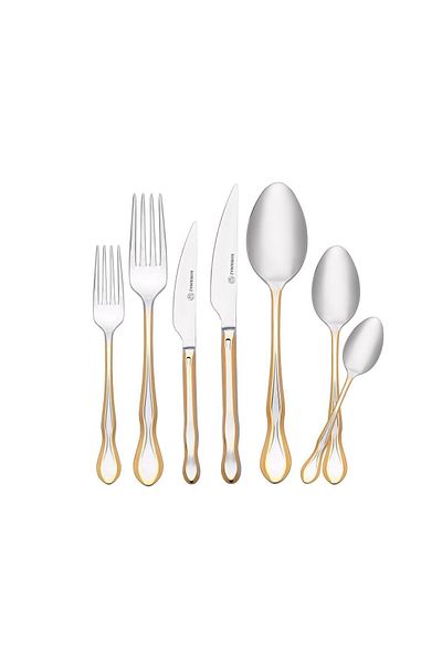 KORKMAZ Silva Gold 84 Piece Fork Spoon Knife Set