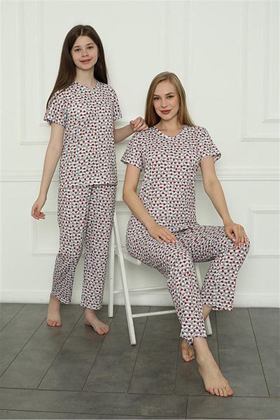 Akbeniz Set de pijamale din bumbac pieptănat pentru familie, mamă fiică, vândut separat. Prețurile variază 50119