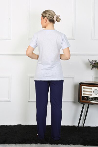 Akbeniz Γυναικείο κοντομάνικο χτενισμένο βαμβακερό σετ πιτζάμες 4208