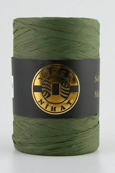 Yüncü Nihat Τσάντα με σχοινί Raffia 150 γραμμαρίων σκούρο πράσινο - 250 μέτρα φυσικό σχοινί Supla