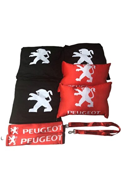 Peugeot Siyah Penye Servis Kılıfı Kemer Konforu Oto Boyun Yastığı Ve Ayna Ipi...