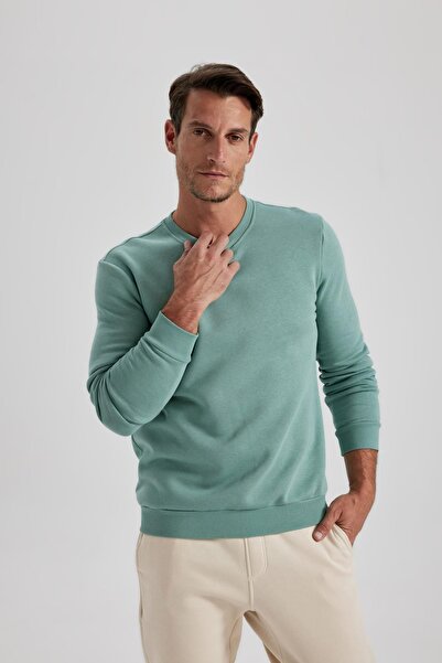 DeFacto Regular Fit Bisiklet Yaka Pamuklu Basic Sweatshirt T3777az23au