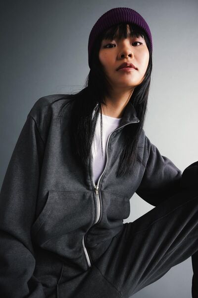 DeFacto Thick Fabric and Pale Effect Coool Crop Sweatshirt - Zippered Basic Model B8194Ax23Wn