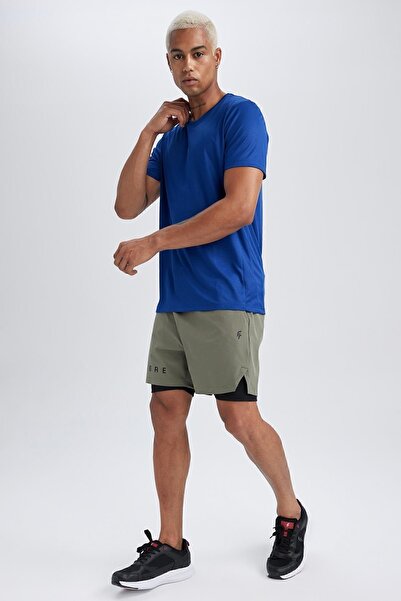 DeFacto Bedrucktes Slim-Fit-Sport-T-Shirt mit Rundhalsausschnitt – kurze Ärme...