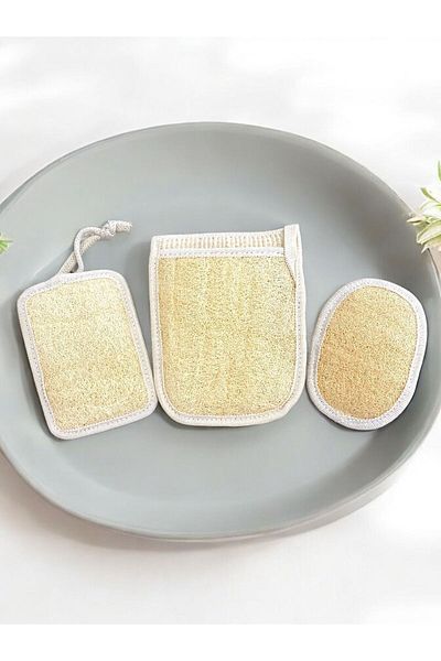 ASLANCAN Natural Pumpkin Fiber - Body Washcloth Set of 3
