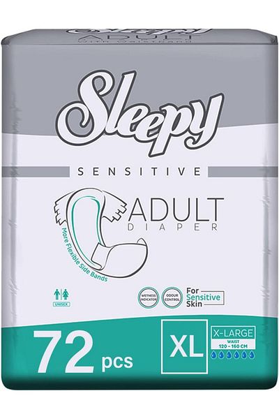 Sleepy Hypoallergenic X-Large Adult Diapers|72 pcs|Unisex|Odour Control|120-160cm|Adjustable