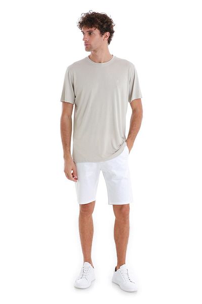 Hatemoğlu Πλεκτό μπλουζάκι Ecru Regular Fit Plain Crew Neck