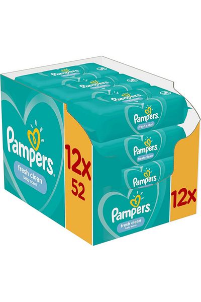 Pampers Fresh Clean Wet Wipes, 12 Packs, 624 Count, Mild Fragrance, Hands & Face Suitable