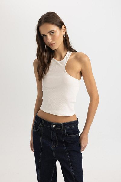 DeFacto Slim Fit Asymmetrisches geripptes Camisole-Tanktop C6246ax24sp