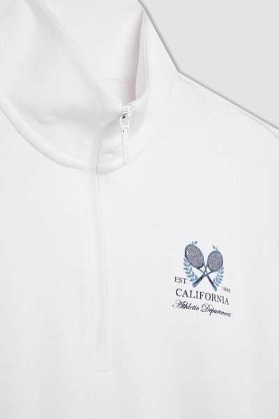 DeFacto Übergroßes bedrucktes Sport-Sweatshirt – Stehkragen und Reißverschlussdetail B4598ax24sp