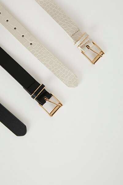 DeFacto Kadın Suni Deri 2'li Günlük Kemer D3646axns