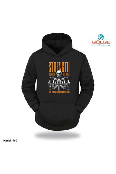 Gölge Store Унисекс суитшърт с качулка и принт GYM Body Chest Oversize