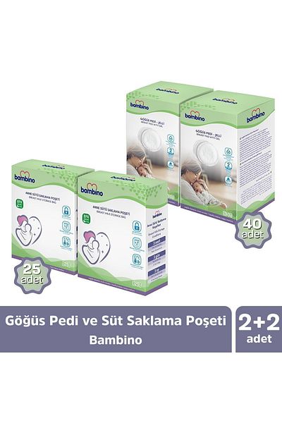 Bambino 2+2 Breast Pad and Milk Storage Bag Set