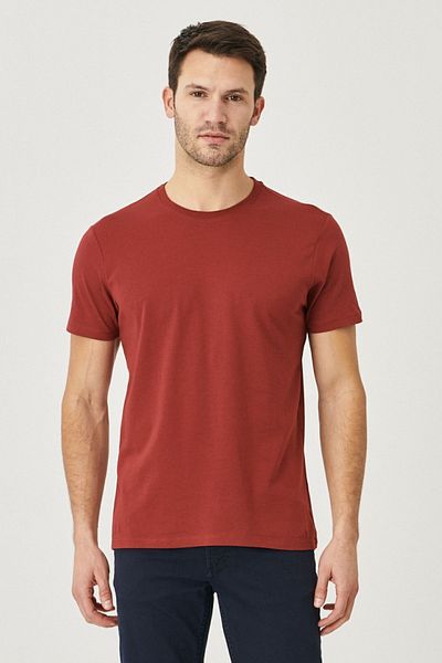 AC&Co / Altınyıldız Classics Ανδρικό βαμβακερό μπλουζάκι Claret Red Slim Fit - Πακέτο 2 τεμαχίων