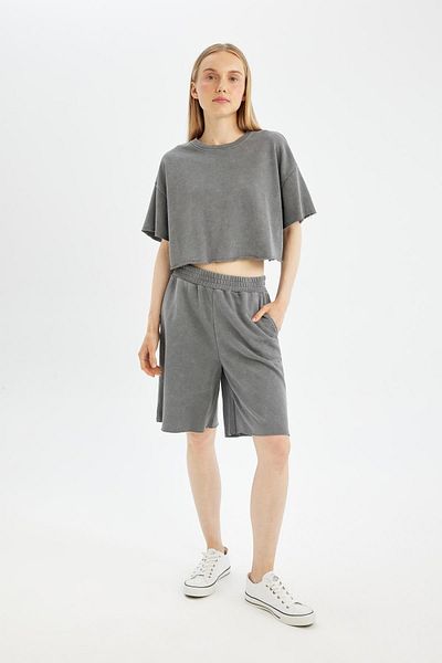 DeFacto Coool Loose Fit Basic Kurzarm-T-Shirt aus dickem Stoff D1179ax24sm