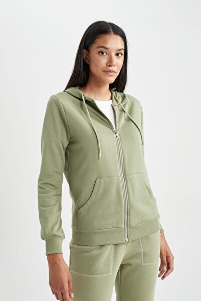 DeFacto Hooded Regular Fit Basic Sweatshirt - Zippered V2711az23au