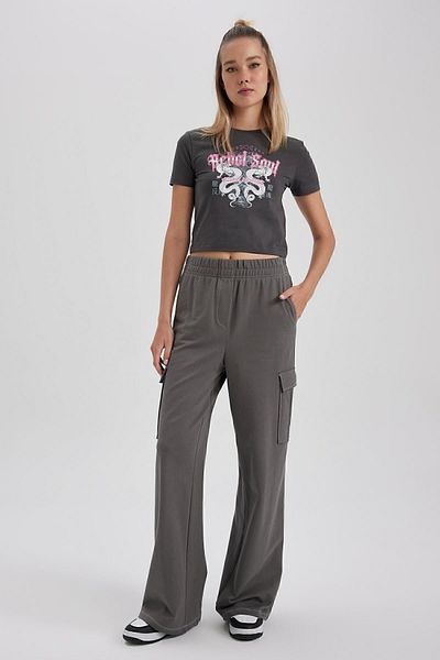DeFacto Šedé tepláky Straight Leg Cool Cargo Pocket - A7454Ax23Sm