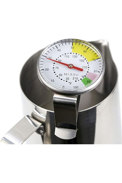 MIBRU Thermometer Kitchen Suitable for Milk Coffee and Water Silver Stainless Steel