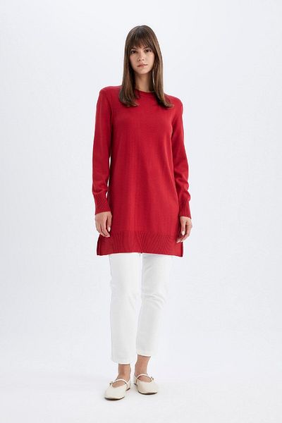 DeFacto Crew Neck Slit Regular Fit Knitwear Tunic Sweater - H3431Az24Au
